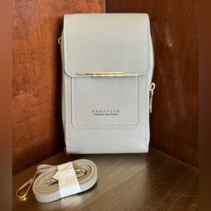 Grey Crossbody Cell Phone Touchscreen Purse